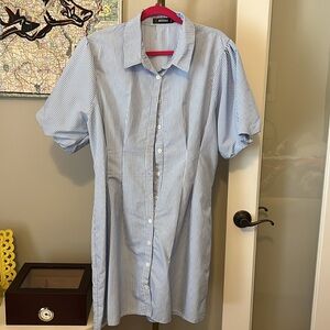 Missguided Blue A-Line Puff Sleeve Mini Dress